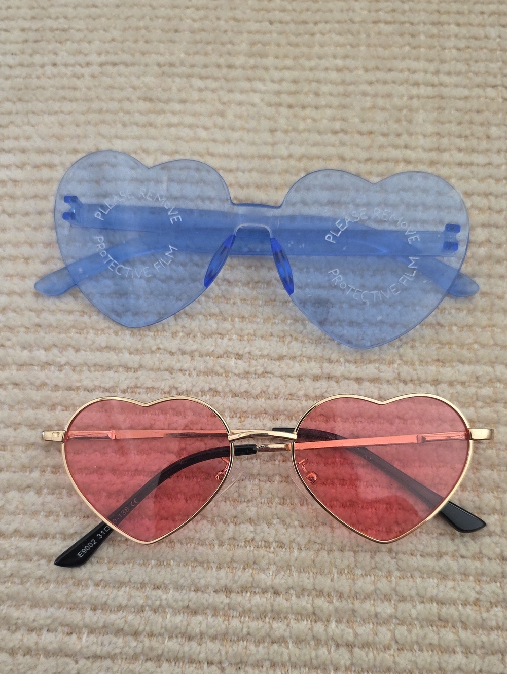 Heart-Shaped Kids Sunglasses - Pink and Blue Lenses